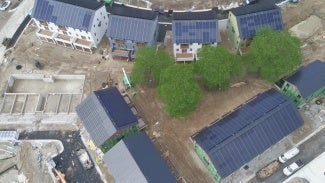 Aerial view of Veridian under construction