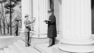 In 1933, a documentation team measures the Kentucky School for the Blind.