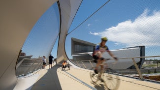 Park Union Bridge with cyclists using it