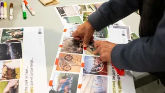 Community members completing a worksheet outlining their vision for a local park.