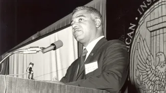 Whitney M. Young Jr. addresses the crowd at the 1968 AIA National Convention.