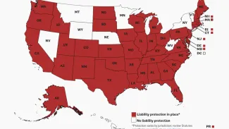 map showing which states in the United States have Good Samaritan laws