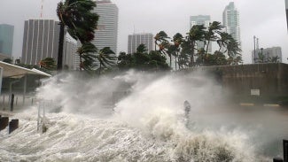 water flooding a beach