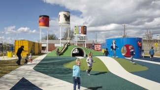 Kids playing at a playground