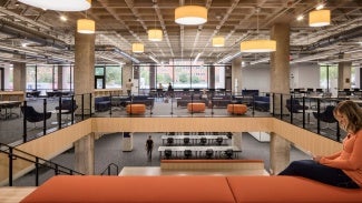 View of upper level from inside of Student Success District, University of Arizona 