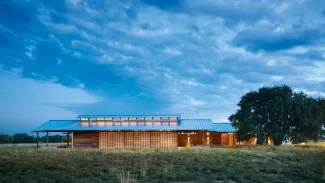Exterior of The Dixon Water Foundation Josey Pavilion In Decatur, Texas By Lake | Flato Architects, A 2016 Cote Top Ten Award Recipient
