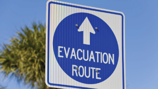 Sign for evacuation route