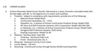 Corner guards list