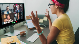 a person on a virtual meeting with four other people