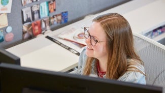 Woman at a computer 