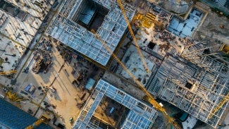 Aerial view of a large construction site