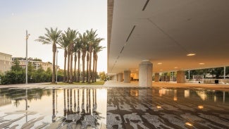 Reflecting pool under Intentional African American Museum