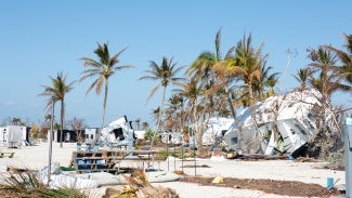 Trashed trailer park in Big Pine Key after a hurricane