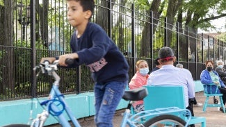 South Bronx youth and seniors cool down at The Refreshing Waters.