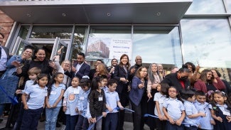 Community members at Sunset Park ribbon cutting