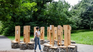 Pollinator Lounge bee habitat at Brooklyn Botanic Garden