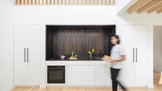 Bovina Cabin kitchen in New York's Hudson Valley.