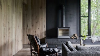 White Rock project living room with modern fireplace