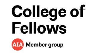Red and black AIA College of Fellows logo