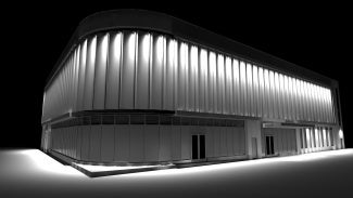 Photometric study of a multifamily façade by RAB Lighting.