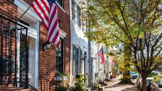Beautiful row of townhomes in Alexandria, Virginia