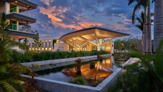 Marie Selby Botanical Gardens – Phase 1: The Welcome Center’s branching canopy shelters visitors while channeling light and air, inspired by coastal Florida’s resilient trees