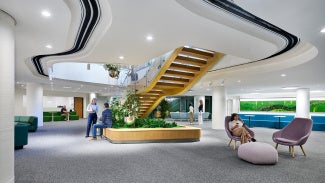 Lobby with stairway at AIA Global Campus for Architecture & Design
