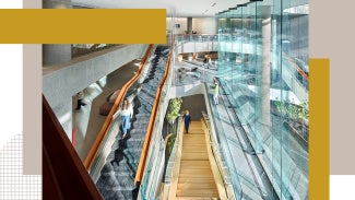 AIA Global Campus lobby and staircase during daytime
