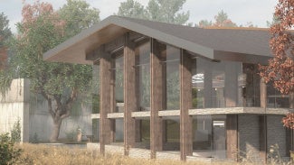 Image of winning project, which is a community space.