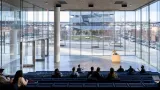 Auditorium-style seating inside of Columbia Business School