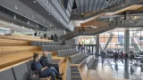 Seating and event space inside of the Health Sciences Innovation Building 