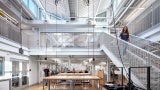 Interior of Kent State University, Design Innovation Hub with open space and stairwell