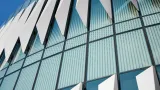 Exterior detail of University of Illinois at Chicago, Academic and Residential Complex (UIC ARC) on a sunny day