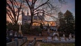 Mount Auburn Cemetery - Bigelow Chapel and New Crematory at dusk