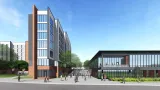 WHITTLE-JOHNSON AND PYON-CHEN RESIDENCE HALLS AND YAHENTAMITZI DINING HALL RENDERING OF THE NEIGHBORHOOD.
