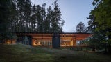 Exterior of Henry Island Guesthouse at night