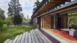 Exterior of Henry Island Guesthouse with window open