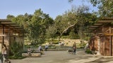 Courtyard and limestone seating at Kingsbury Commons at Pease Park 