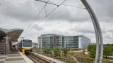 View of building from light rail