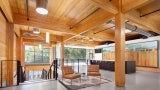 View from new mass timber addition looking south to terrace.