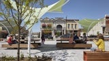 Courtyard with benches and awning 