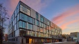 Corner view of Chapman at dusk