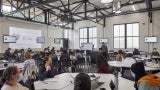 Flexible learning classroom with original trusses