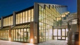 Gund Hall at night