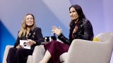 Padma Lakshmi giving a talk