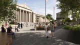 War Memorial Plaza with War Memorial Building and State Capitol