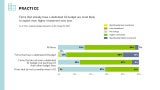Graph showing percentage of firms, expected budget allocation to AI change for 2027.