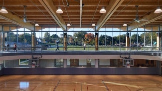 Lubber Run Community Center GYMNASIUM SURROUNDED BY UPPER RUNNING TRACK