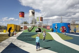 Kids playing at a playground