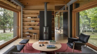 Interior fireplace of Henry Island Guesthouse 